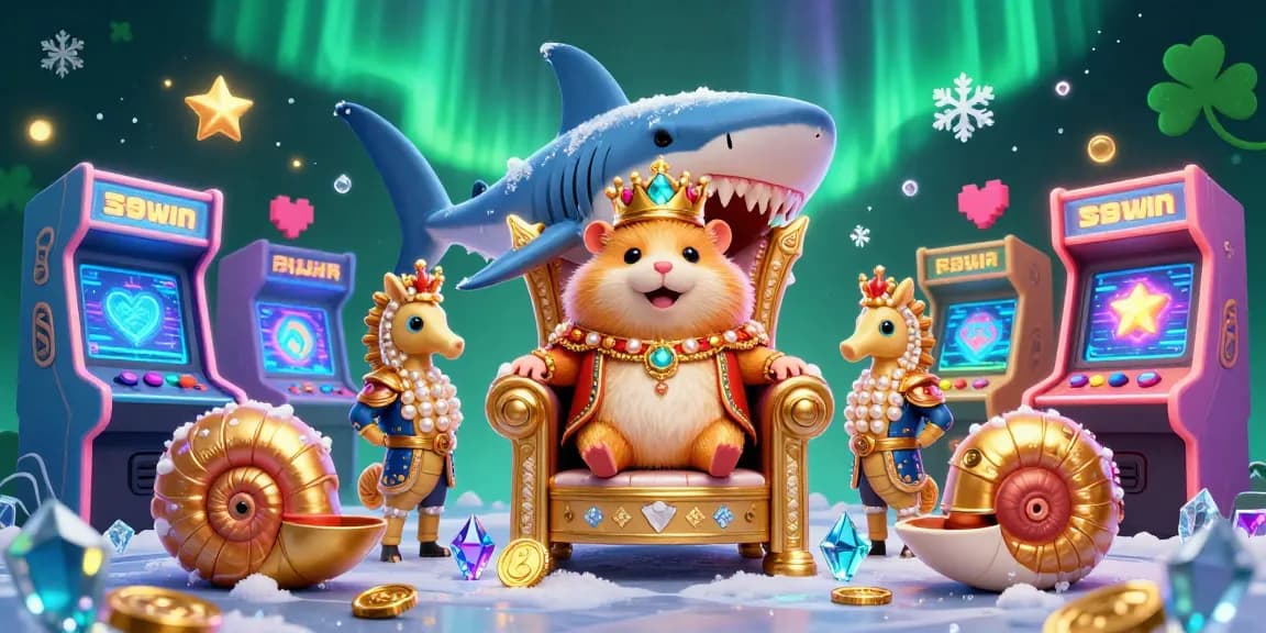 Experience thrilling fun with the tiny golden hamster king at the 789win arcade, surrounded by colorful gaming elements.