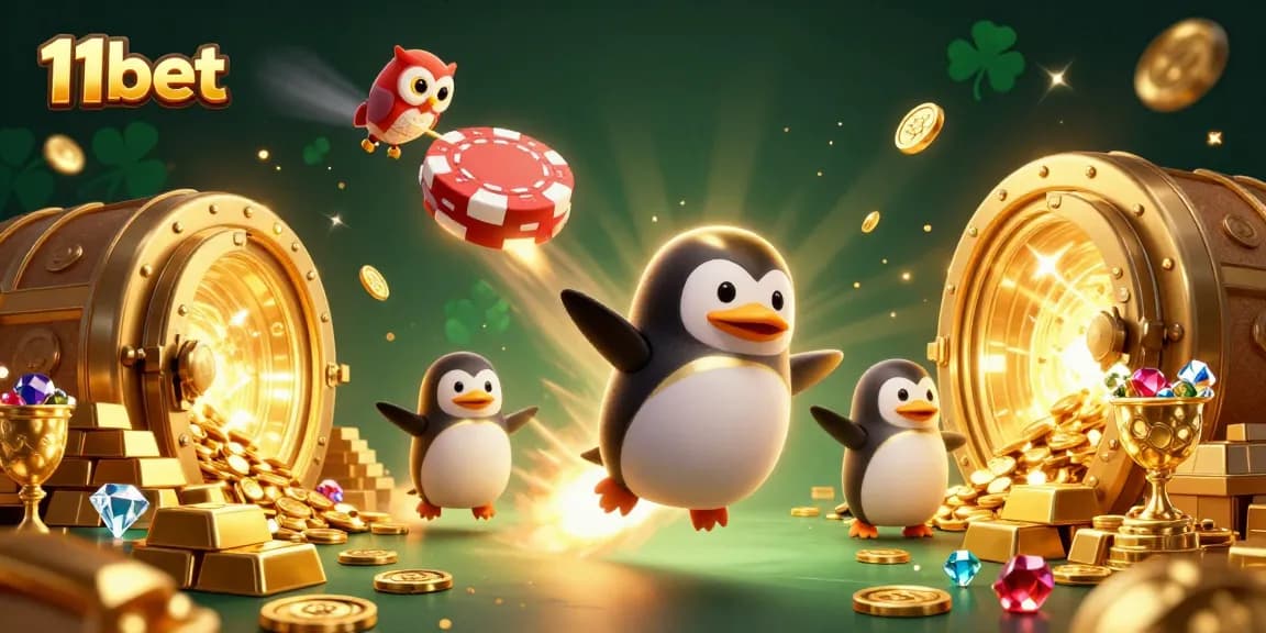 Win big with 11bet in an exciting casino adventure featuring treasure and fun characters