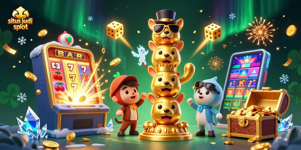 Menangkan jackpot di situs judi slot dengan ilustrasi 3D berwarna-warni yang penuh cahaya dan detail menarik.