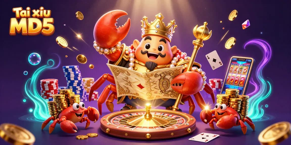 Experience the excitement of Tài xỉu MD5 with dynamic elements of a golden crab emperor leading the game.