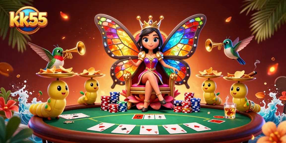 Engage in thrilling gameplay at kk55, featuring colorful characters and vibrant casino elements.