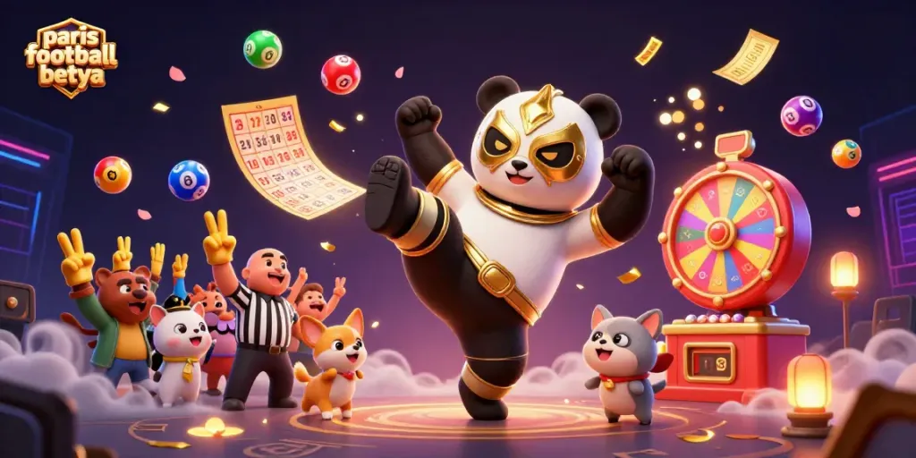 Engage with paris football betya as the panda wrestler kicks off the betting fun amid colorful gambling elements.
