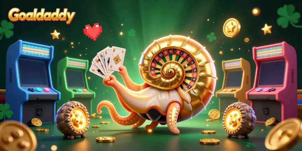 Experience thrilling gameplay and vibrant visuals with Goaldaddy's unique roulette wheel-inspired nautilus in action.