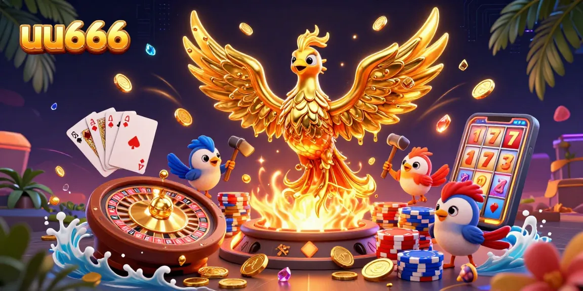 Experience thrilling gameplay at uu666 with golden coins, vibrant poker elements, and dynamic casino atmosphere.