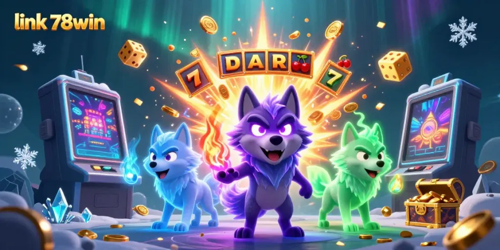 Experience thrilling gameplay at link 78win with a vibrant casino scene featuring dazzling slot machines and rich animations.
