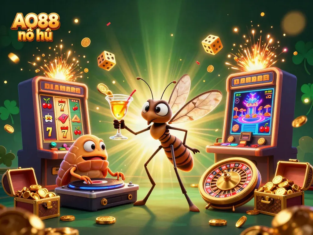Experience excitement with AO88 nổ hũ through a vibrant jackpot scene featuring characters and dynamic casino elements.