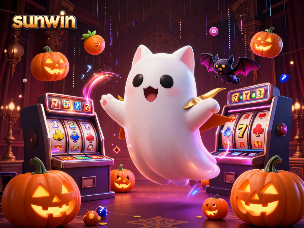 Experience thrilling gameplay at sunwin with our haunted casino scene featuring vibrant ghostly characters.