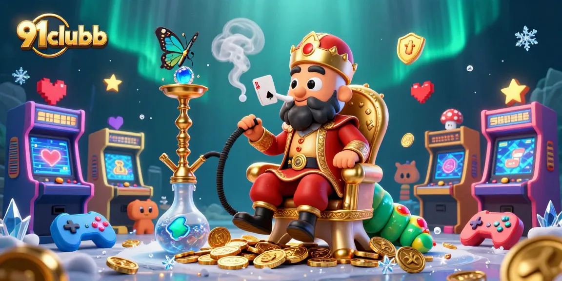 Engage with 91clubb through a vibrant 3D illustration featuring casino elements and gaming excitement.