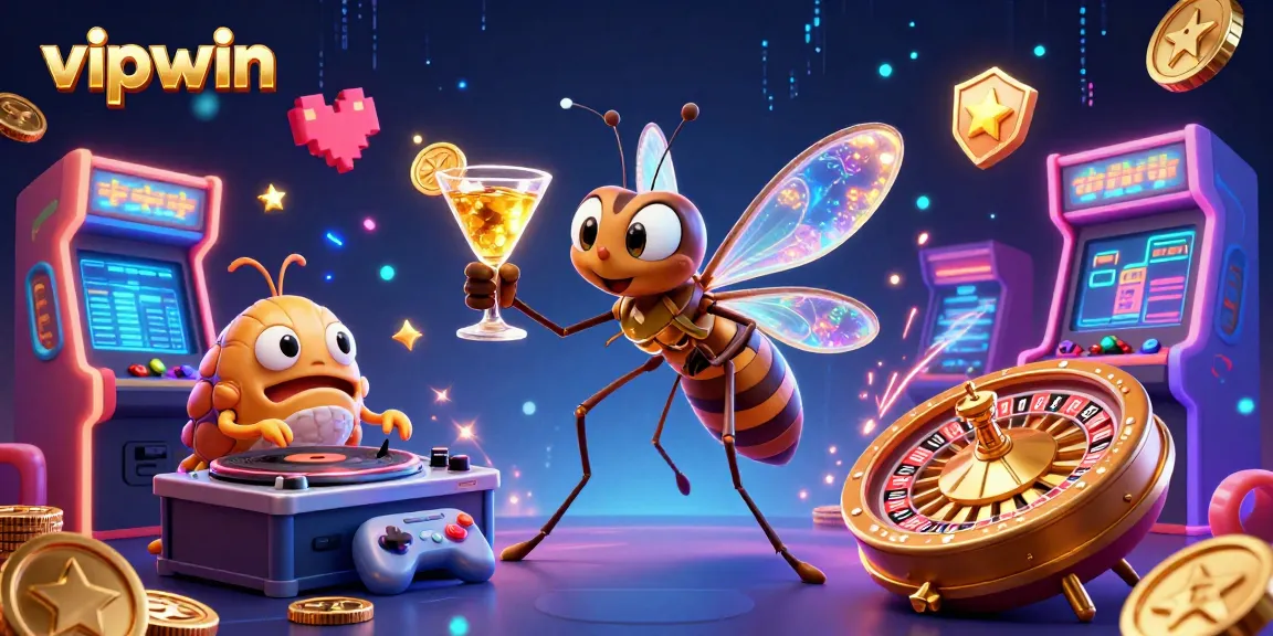 Experience vipwin's vibrant casino energy with a lively 3D scene featuring unique characters and rich gaming elements.