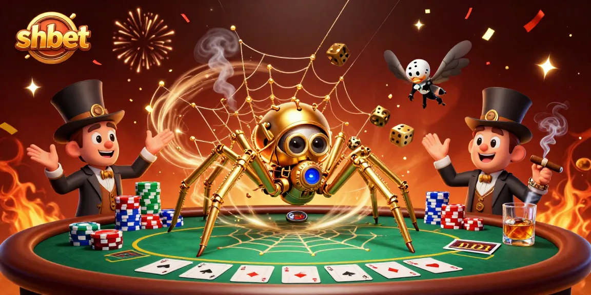 Catch winning vibes at shbet with a golden spider themed poker scene.