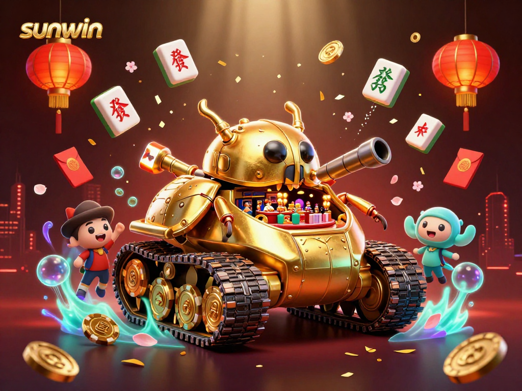 Experience the vibrant energy of the sunwin casino scene with animated elements and golden details.