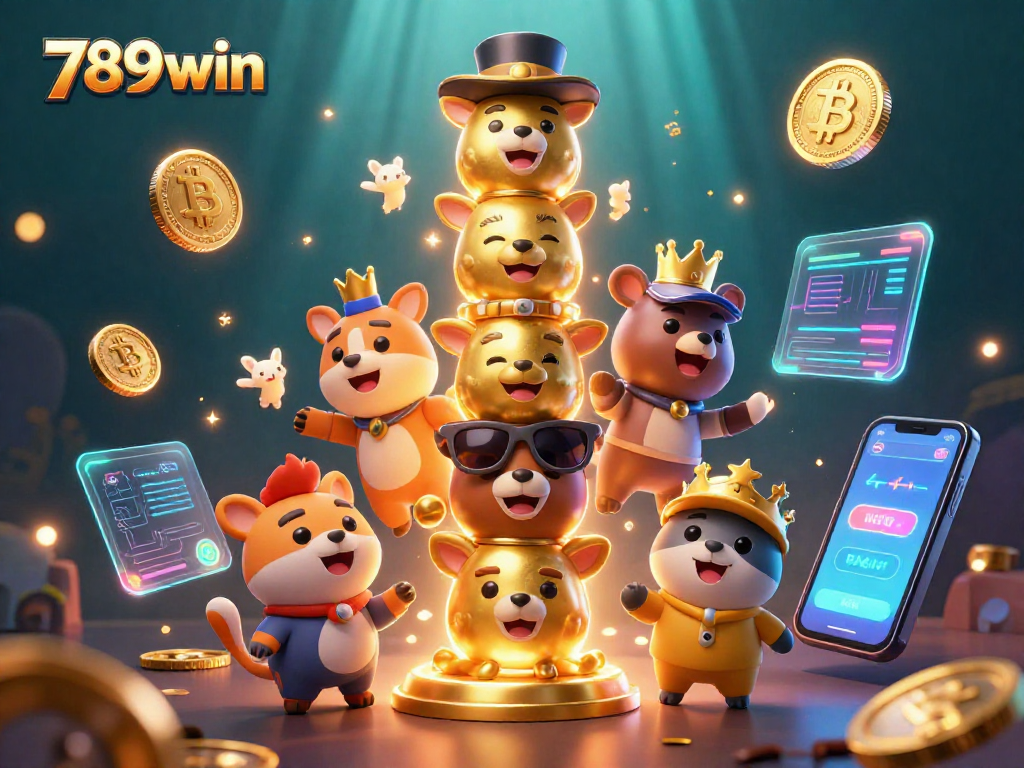 Experience thrilling games with 789win featuring vibrant casino elements and cryptocurrency icons.
