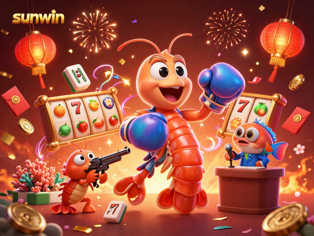 Experience winning at slots with sunwin in a vibrant casino scene featuring animated sea creatures.