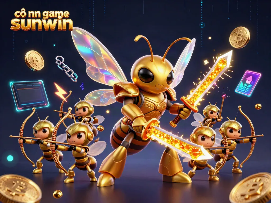 Engage with the vibrant universe of cổng game sunwin, showcasing a dynamic samurai hornet and bee archers in a thrilling casino environment.