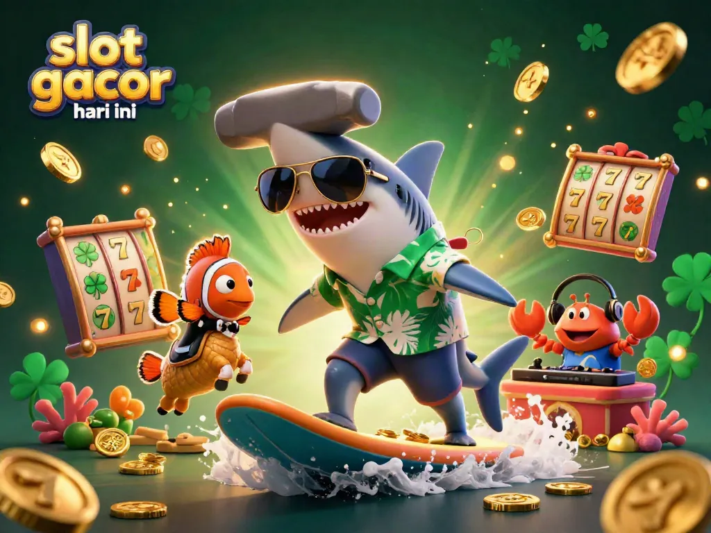 Engage with slot gacor hari ini through this vibrant 3D casino scene filled with playful characters and dynamic elements.