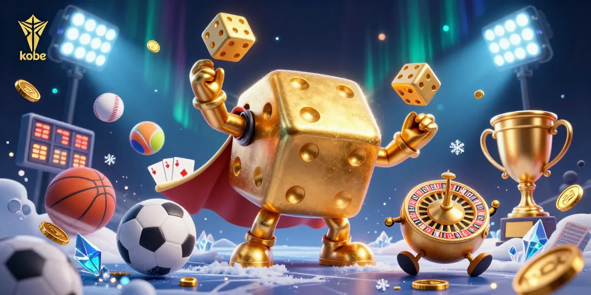 Engage in thrilling activities with Kobe's dynamic sports-themed digital casino illustration.