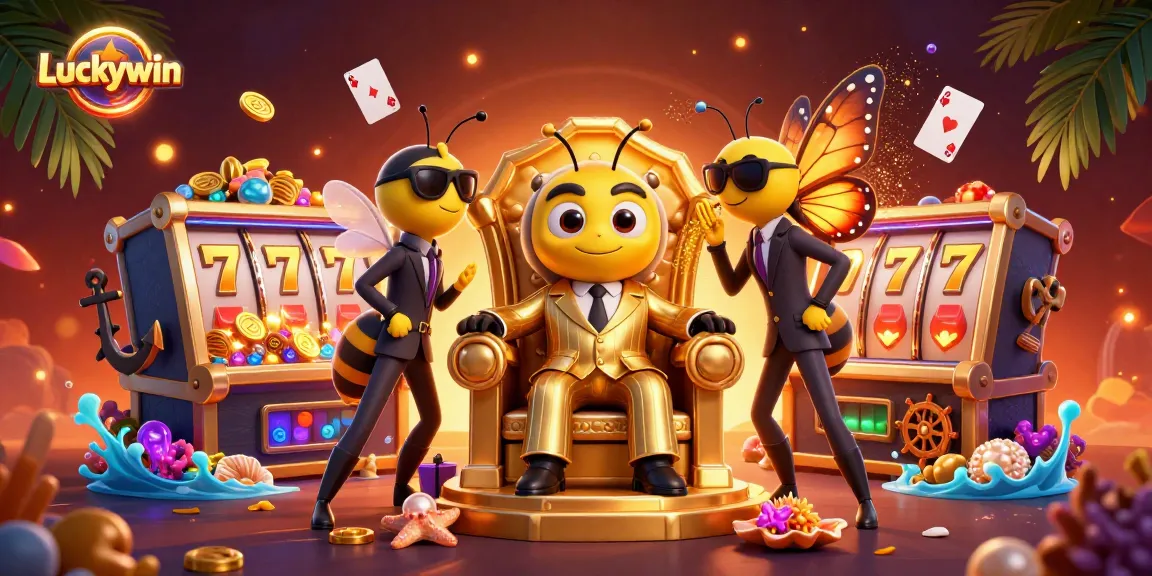 Experience thrilling slots and jackpots at Luckywin in this vibrant illustration.