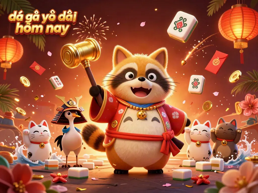 Engage with đá gà trực tiếp hôm nay through vibrant cartoon characters and festive casino elements, celebrating cockfighting culture.