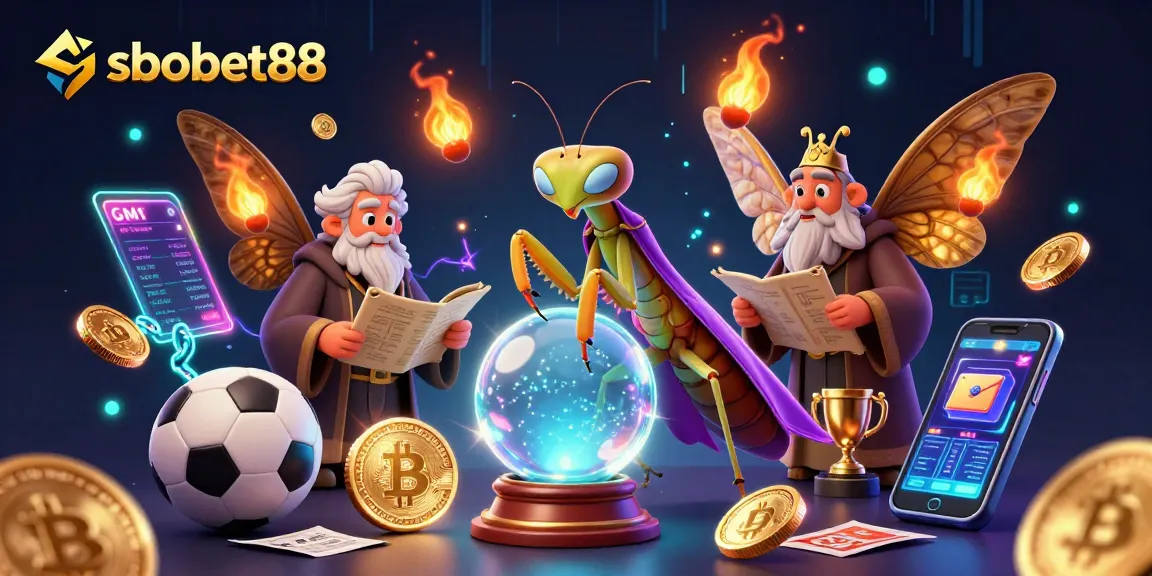Engage with sbobet88 and explore sports betting with vibrant characters in a mystical scene.