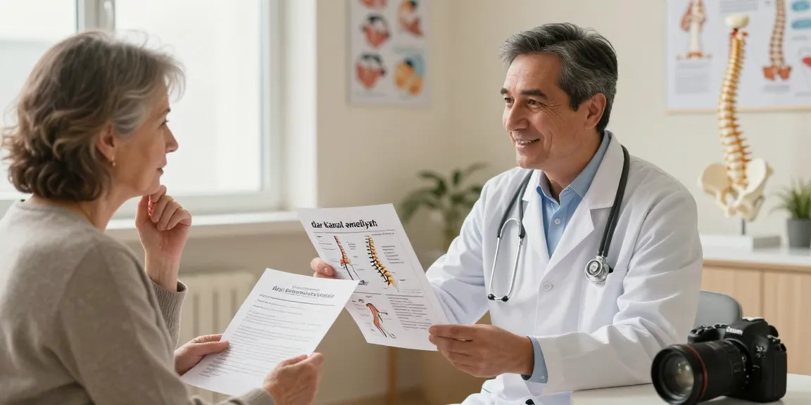 Engaging discussion on dar kanal ameliyatı between a doctor and a patient in a welcoming clinic.