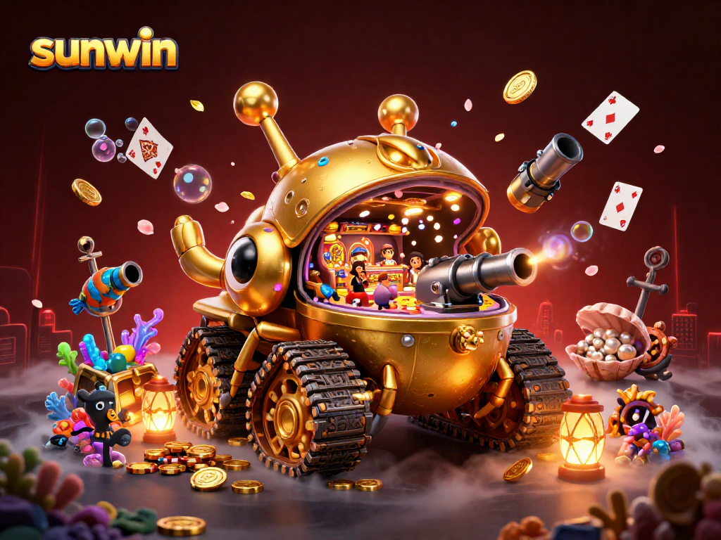 Experience exciting wins at Sunwin with a vibrant casino inside a golden beetle tank.