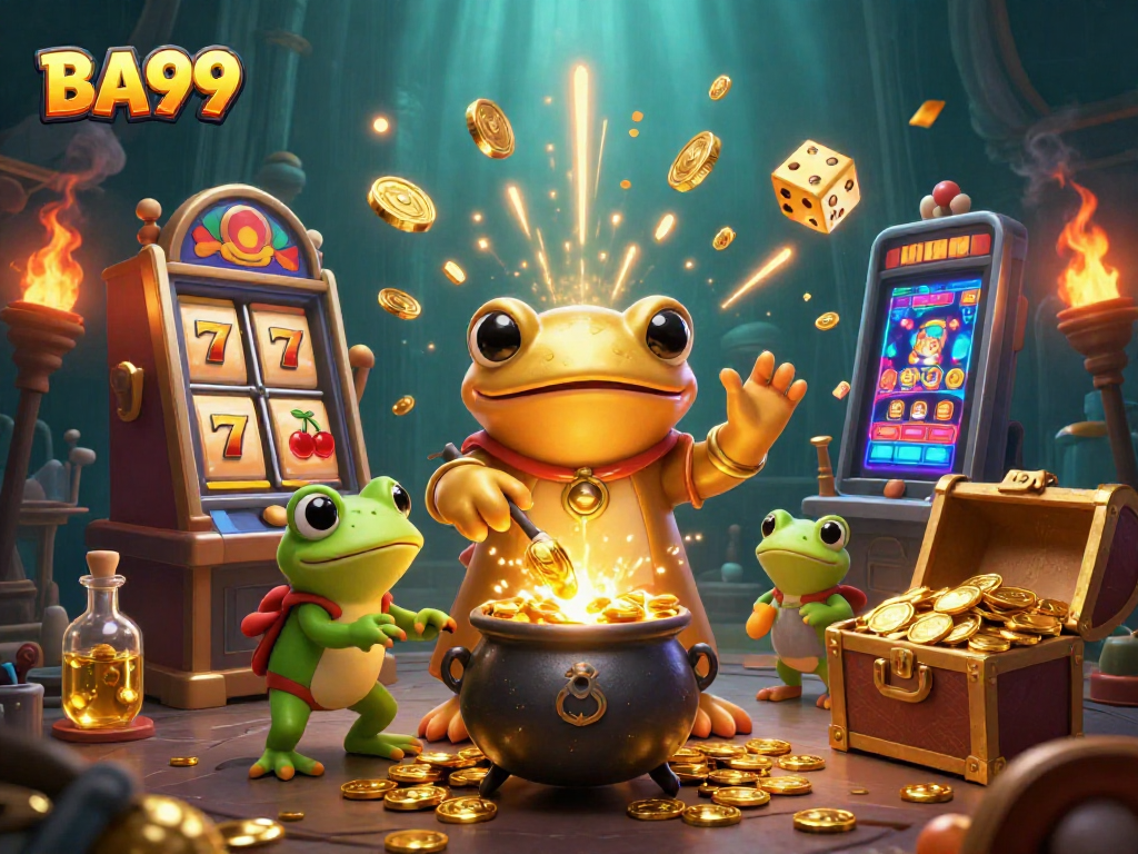 Experience BA99's excitement with a 3D scene of the golden alchemist and thrilling casino elements.