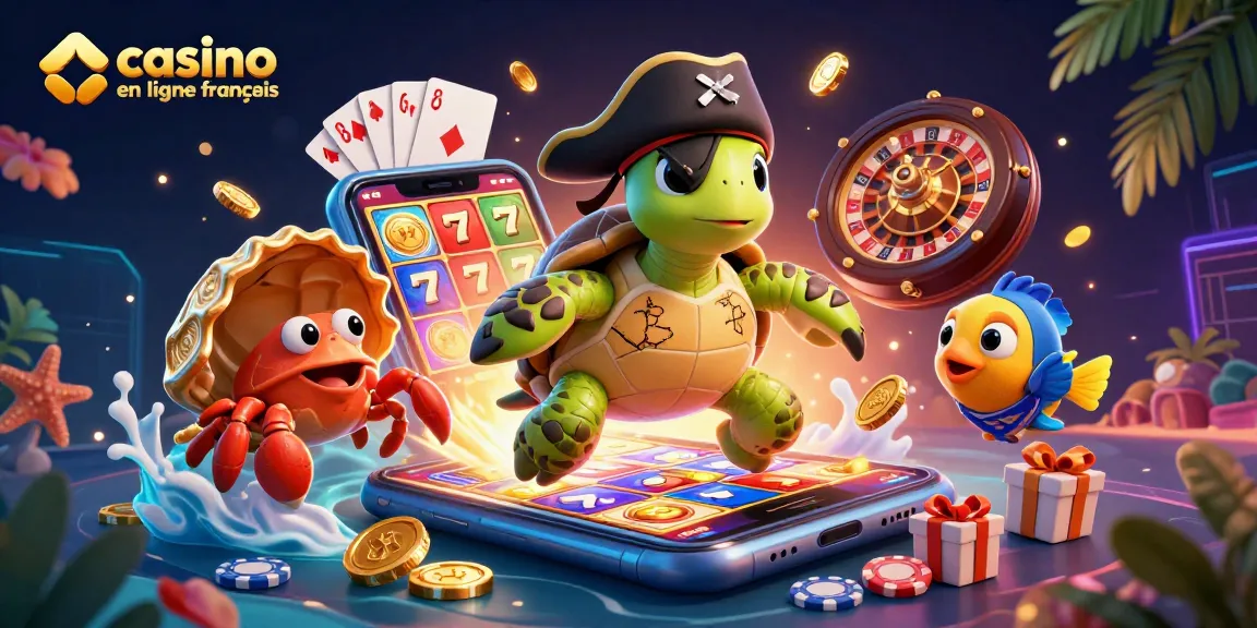 Jouez dans le meilleur casino en ligne francais avec d'excitants jeux illustrés sur un fond vibrant.