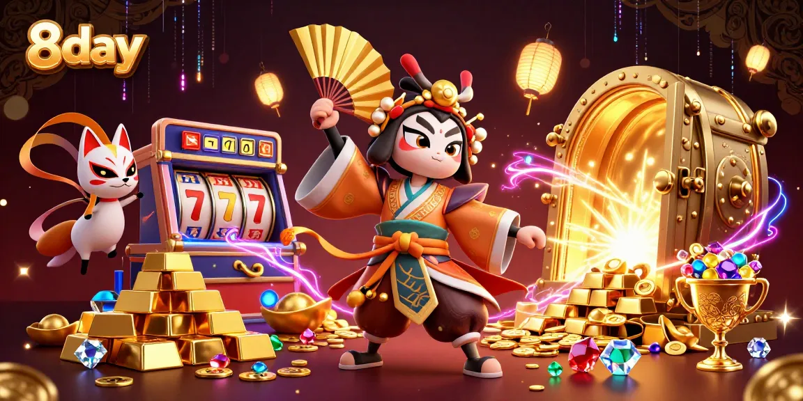 Experience thrilling slots with 8day in a vibrant gaming scene infused with magical elements and treasure.