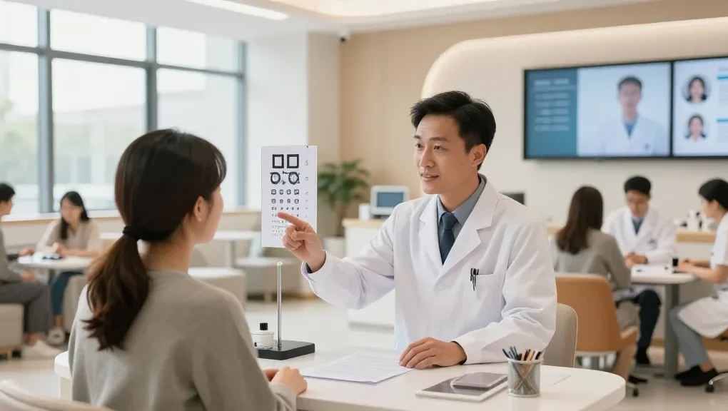 Consultation during a doc visit at SNU Eye Clinic focused on personalized eye care solutions.