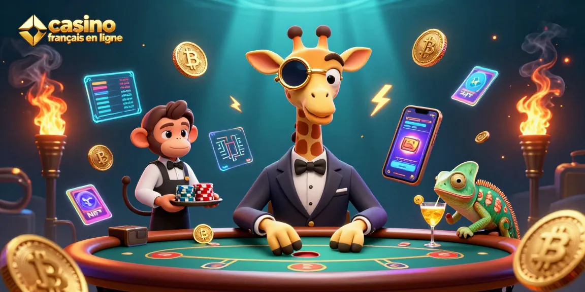 Gagnez en visitant un casino français en ligne avec une élégante girafe à la table de poker.
