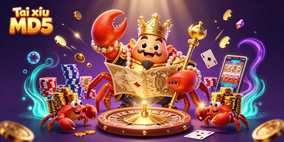Experience the excitement of Tài xỉu MD5 with dynamic elements of a golden crab emperor leading the game.