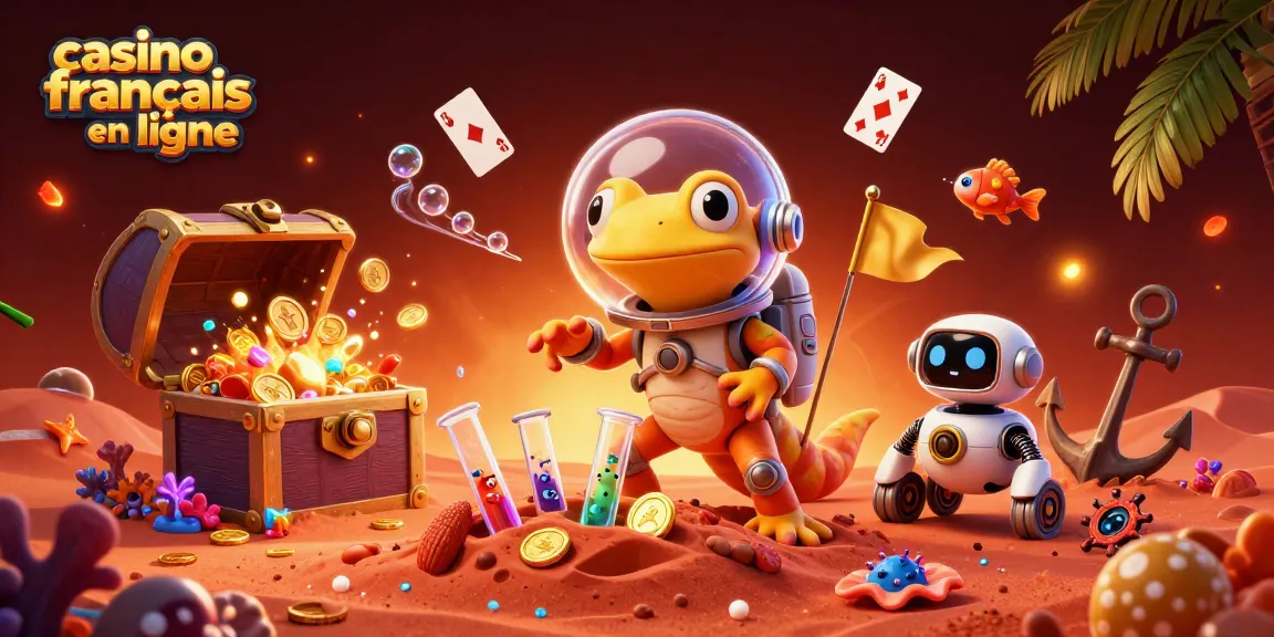 Le casino français en ligne animé avec un lézard martien à la découverte de trésors sous-marins.
