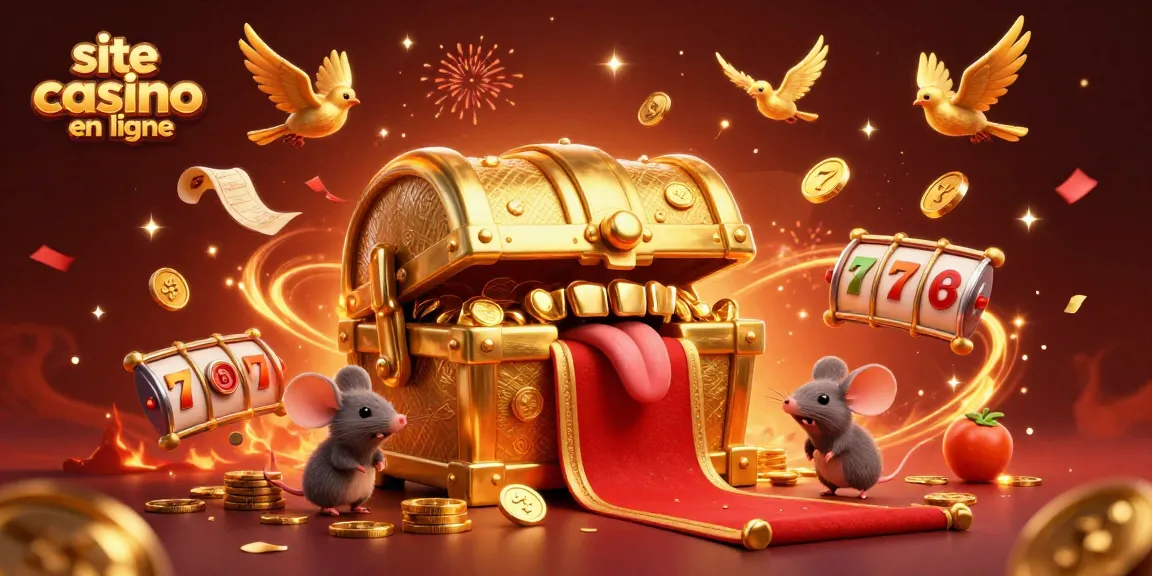 Une scène animée de site casino en ligne avec un coffre au trésor et des personnages attrayants.