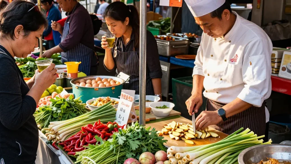 Experience the vibrant local market scene featuring fresh ingredients like ginger and lemongrass, highlighting the importance of สล็อตเว็บตรง nutrition in cooking.