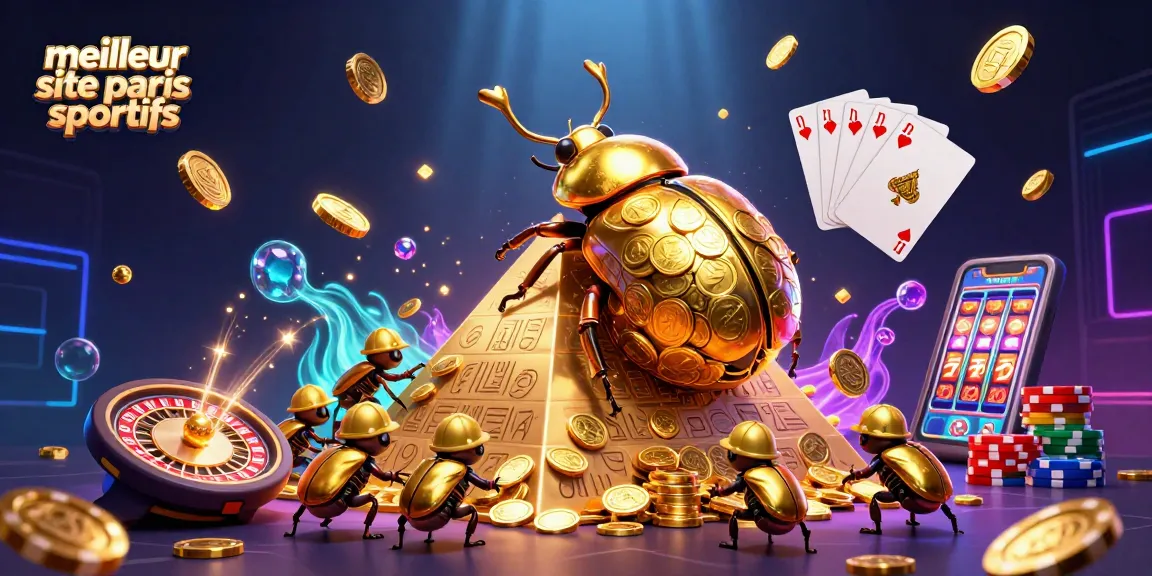 Expérience de paris sportifs sur le meilleur site de paris sportifs avec des symboles de casino, des pièces et des cartes volantes.