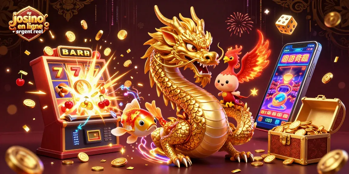 Jouer au casino en ligne argent réel dans un univers vibrant avec des dragons, des machines à sous et des pièces d'or