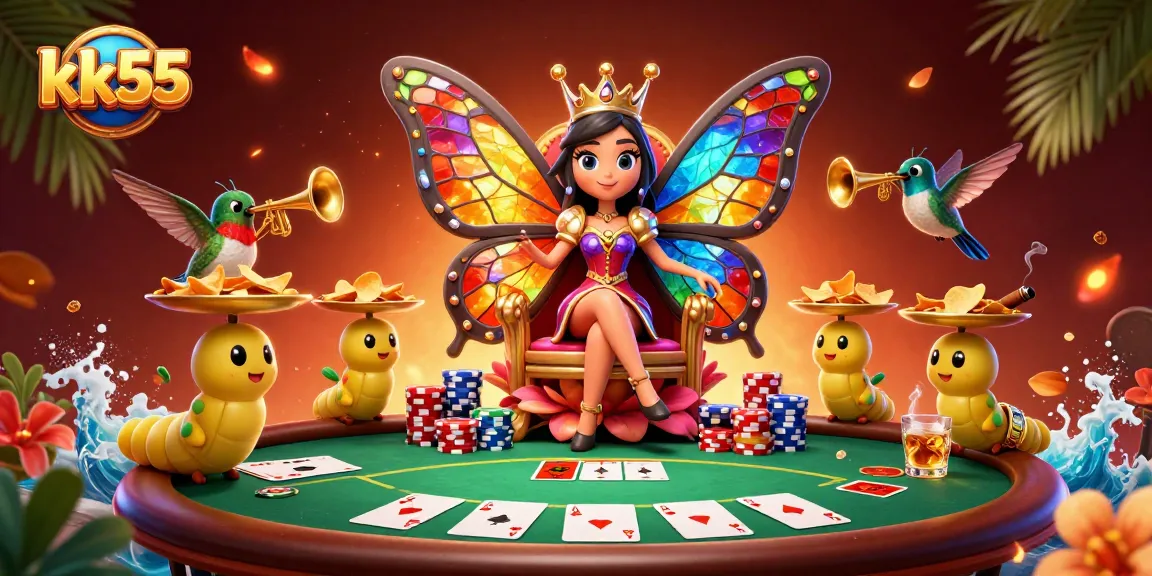 Engage in thrilling gameplay at kk55, featuring colorful characters and vibrant casino elements.